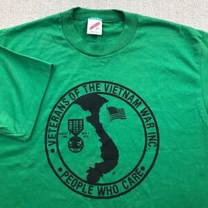 Vintage Vietnam Veterans Shirt Mens Large Green Single Stitch Military JERZEES